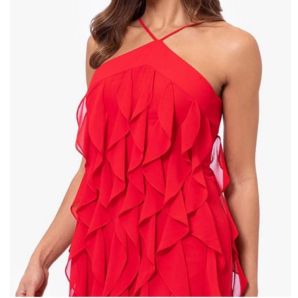 Xscape chiffon halter neck, ruffle twist maxi dress - Picture 5 of 11